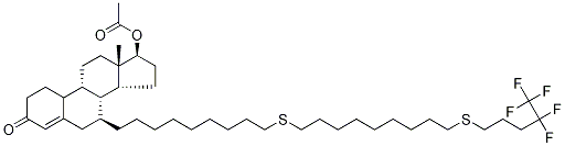 7β-[9-[[9-[(4,4,5,5,5-Pentafluoropentyl)sulfenyl]nonyl]sulfenyl]nonyl]estra-4-ene-3,17β-diol 17-Acetate 结构式