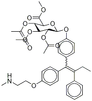 N-DesMethyl-4-hydroxy TaMoxifen Tri-O-acetyl-β-D-glucuronic Acid Methyl Ester (E/Z Mixture) 结构式