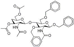 Benzyl 2-Deoxy-2-acetamido-3,6-di-O-benzyl-4-(2’-deoxy-2’-acetamido-3’,6”-O-diacetyl-4’-deoxy--D-glucopyranosyl)--D-glucopyranoside 结构式