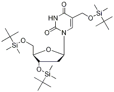 3',5'-Bis-O-[(1,1-diMethylethyl)diMethylsilyl]-α-[[(1,1-diMethylethyl)diMethylsilyl]oxy]-thyMidine-d2 结构式