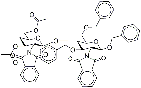 Benzyl 2-Deoxy-2-phthalimido-3,6-di-O-benzyl-4-(2’-deoxy-2’-phthalimido-3’,6’-O-diacetyl-4’-deoxy--D-glucopyranosyl)--D-glucopyranoside 结构式