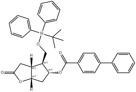 [1,1'-Biphenyl]-4-carboxylic Acid (3aR,4S,5R,6aS)-4-(tert-Butyldiphenylsilyloxy)methyl)hexahydro-2-oxo-2H-cyclopenta[b]furan-5-yl Ester 结构式