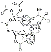 3,4,6-Tri-O-acetyl-2-O-(2’,3’,4’-tri-O-benzoyl-α-L-fucopyranosyl)-galactopyranosyl Trichloroacetimidate
 结构式