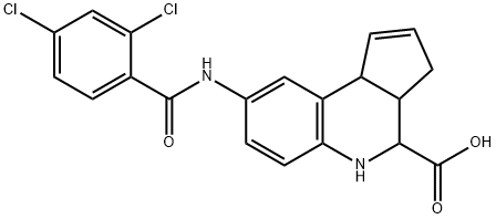 8-[(2,4-Dichlorobenzoyl)amino]-3a,4,5,9b-tetrahydro-3H-cyclopenta[c]quinoline-4-carboxylic acid 结构式