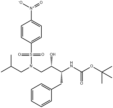 N-[(1R,2S)-2-羟基-3-[(2-甲基丙基)[(4-硝基苯基)磺酰基]氨基]-1-(苯基甲基)丙基]氨基甲酸叔丁酯 结构式