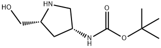 N-[(3R,5R)-5-(羟甲基)-3-吡咯烷基]氨基甲酸叔丁酯 结构式