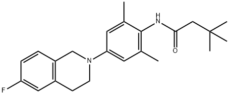 N-[4-(6-氟-3,4-二氢-2(1H)-异喹啉基)-2,6-二甲基苯基]-3,3-二甲基丁酰胺 结构式