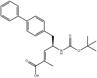 (R,E)-5-([1,1'-联苯]-4-基)-4-((叔丁氧羰基)氨基)-2-甲基-2-戊烯酸 结构式