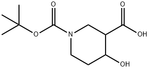 1-(叔丁氧基羰基)-4-羟基哌啶-3-甲酸 结构式