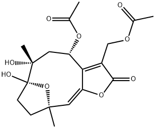 (4S,6R,7S,10R,11E)-4-(乙酰氧基)-3-[(乙酰氧基)甲基]-5,6,7,8,9,10-六氢-6,7-二羟基-6,10-二甲基-7,10-环氧环癸五烯并[B]呋喃-2(4H)-酮 结构式