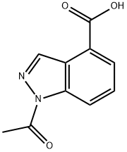 1-ACETYL-1H-INDAZOLE-4-CARBOXYLIC ACID 结构式