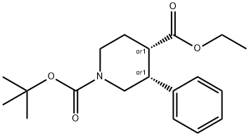 顺式-N-BOC-3-苯基哌啶-4-甲酸乙酯 结构式