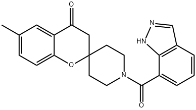 螺[2H-1-苯并吡喃-2,4 '-哌啶]-4(3H)-酮,1 '-(1H-吲唑-7-基羰基)-6-甲基- 结构式