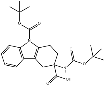 (R,S)-3-Boc-amino-9-Boc-1,2,3,4-tetrahydro-carbazole-3-carboxylic acid 结构式