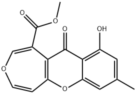 10-羟基-8-甲基-11-氧代-11H-氧杂卓并[4,5-B][1]苯并吡喃-1-羧酸甲酯 结构式