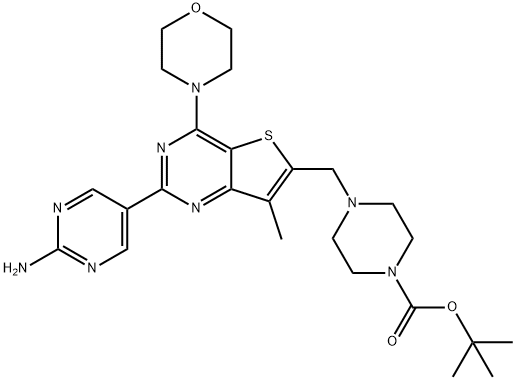 4 - ((2-(2-氨基嘧啶-5-基)-7-甲基-4-吗啉代噻吩并[3,2-D]嘧啶-6-基)甲基 结构式