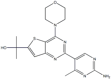 2-(2-氨基-4-甲基-5-嘧啶基)-ALPHA,ALPHA-二甲基-4-(4-吗啉基)噻吩并[3,2-D]嘧啶-6-甲醇 结构式