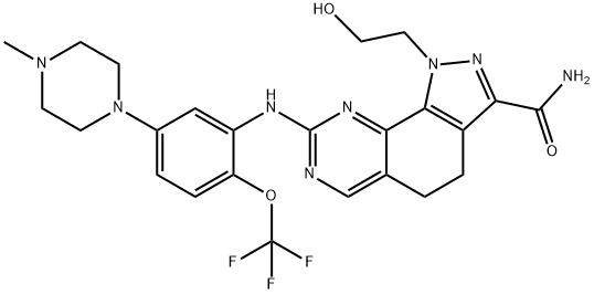 4,5-二氢-1-(2-羟基乙基)-8-[[5-(4-甲基-1-哌嗪基)-2-(三氟甲氧基)苯基]氨基]-1H-吡唑并[4,3-H]喹唑啉-3-甲酰胺 结构式