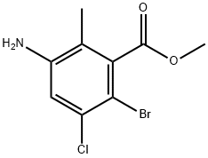 Benzoic acid, 3-aMino-6-broMo-5-chloro-2-Methyl-, Methyl ester 结构式