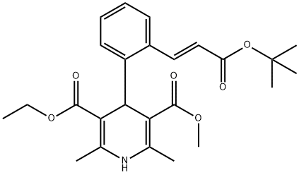 (E)-4-[2-[3-叔丁氧基-3-氧代-1-丙烯基]苯基]-1,4-二氢-2,6-二甲基-3,5-吡啶二甲酸乙基甲基酯 结构式