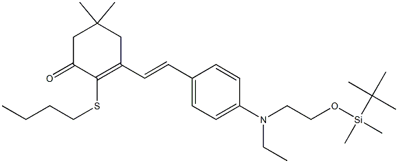 2-(丁硫基)-3-[(1E)-2-[4-[[2-[[(叔丁基)二甲基硅烷基]氧基]乙基]乙基氨基]苯基]乙烯基]-5,5-二甲基-2-环己烯-1-酮 结构式