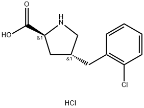 (2S,4R)-4-(2-氯苄基)吡咯烷-2-羧酸盐酸盐 结构式