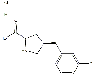 (2S,4R)-4-(3-氯苄基)吡咯烷-2-羧酸盐酸盐 结构式