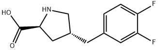 (2S,4R)-4-(3,4-二氟苄基)吡咯烷-2-羧酸 结构式