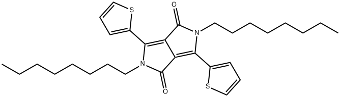 2,5-二氢-2,5-二辛基-3,6-二-2-噻吩基吡咯并[3,4-C]吡咯-1,4-二酮 结构式