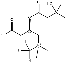 (2R)-3-羧基-2-(3-羟基-3-甲基-1-氧代丁氧基)-N,N-二甲基-N-(三氘甲基)-1-丙铵内盐 结构式