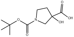 1-BOC-3-羟基吡咯烷-3-羧酸 结构式