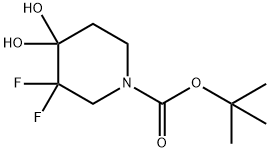 3,3-二氟-4,4-二羟基-1-哌啶羧酸叔丁酯 结构式