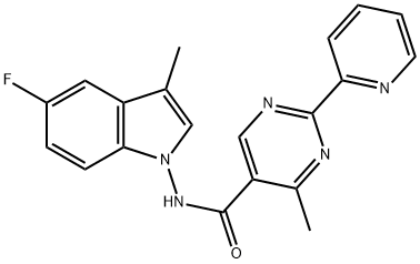 5-PyriMidinecarboxaMide, N-(5-fluoro-3-Methyl-1H-indol-1-yl)-4-Methyl-2-(2-pyridinyl)- 结构式