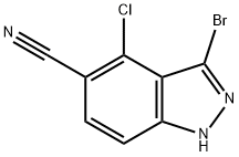 3-BroMo-4-chloro-5-cyano-(1H)indazole 结构式