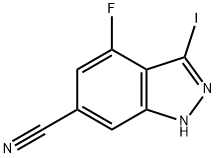 6-Cyano-4-fluoro-3-iodo (1H)indazole 结构式