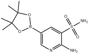 2-氨基-5-(4,4,5,5-四甲基-1,3,2-二氧杂环戊硼烷-2-基)-3-吡啶磺酰胺 结构式