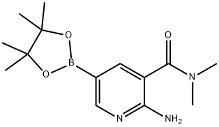 2-氨基-N,N-二甲基-5-(4,4,5,5-四甲基-1,3,2-二氧杂环戊硼烷-2-基)-3-吡啶甲酰胺 结构式