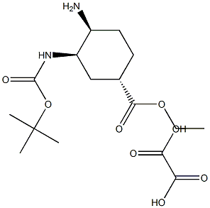 （1S，3R，4S）-4-氨基-3-（（叔丁氧基羰基）-氨基）环己烷甲酸乙酯草酸盐 结构式