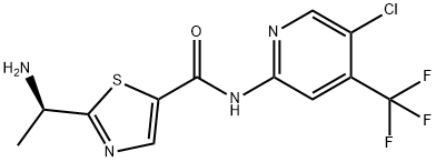 (R)-2-(1-氨基乙基)-N-(5-氯-4-(三氟甲基)吡啶-2-基)噻唑-5-甲酰胺 结构式