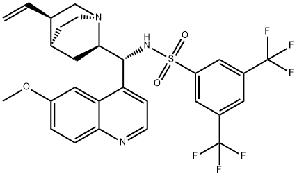 N-[(9R)-6'-甲氧基奎宁-9-基]-3,5-双(三氟甲基)苯亚磺酰胺 结构式