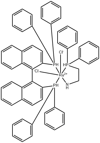 DI氯[(R)-2,2'-双(二苯基膦基)-1,1-联萘基][2-(二苯基膦基)乙胺]钌(II) 结构式