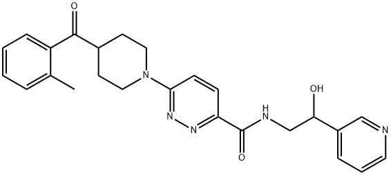 N-(2-hydroxy-2-(pyridin-3-yl)ethyl)-6-(4-(2-Methylbenzoyl)piperidin-1-yl)pyridazine-3-carboxaMide 结构式