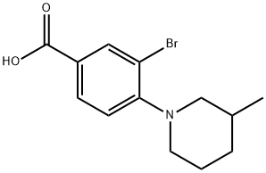 3-BroMo-4-(3-Methylpiperidin-1-yl)benzoic acid 结构式