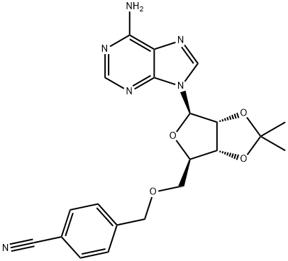 5'-O-[(4-氰基苯基)甲基]-2',3'-O-(异丙亚基)腺苷 结构式