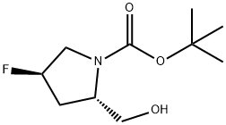 叔-丁基 (2S,4R)-4-氟-2-(羟甲基)吡咯烷-1-甲酸基酯 结构式