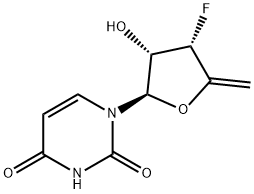 1-((2R,3S,4S)-4-fluoro-3-hydroxy-5-Methylene-tetrahydro-furan-2-yl)-1H-pyriMidine-2,4-dione 结构式