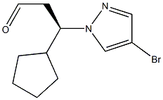 (BETAR)-4-溴-BETA-环戊基-1H-吡唑-1-丙醛 结构式