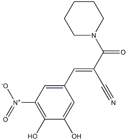 (ALPHAE)-ALPHA-[(3,4-二羟基-5-硝基苯基)亚甲基]-BETA-氧代-1-哌啶丙腈 结构式