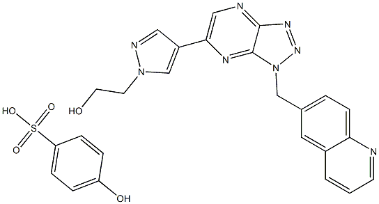 4-[1-(6-喹啉基甲基)-1H-1,2,3-三唑并[4,5-B]吡嗪-6-基]-1H-吡唑-1-乙醇 4-羟基苯磺酸盐 结构式