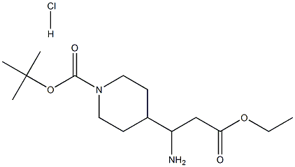 4-(1-氨基-3-乙氧基-3-氧丙基)哌啶-1-羧酸叔丁酯盐酸盐 结构式
